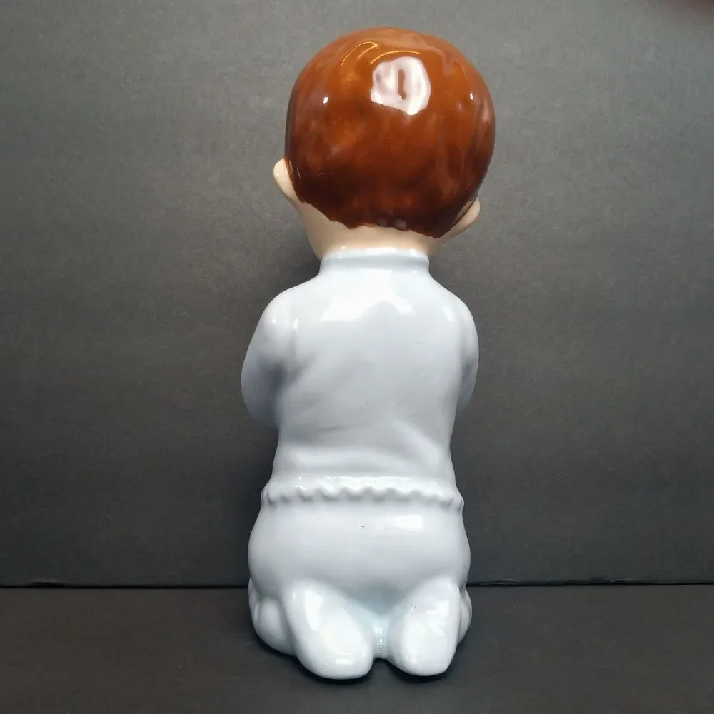 Praying Boy Collectable Figurine Blue Pjs Brown Hair